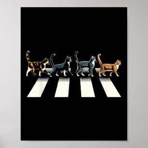 Retro Cat Rock And Roll Music Gift Men Kids Women Poster