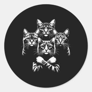 Retro Cat Rock Music Concert Band Men Kids Women F Classic Round Sticker