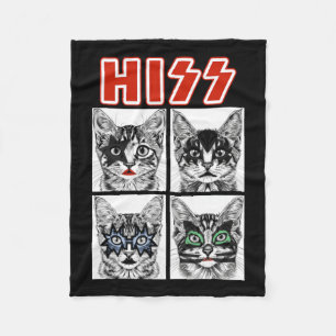 Retro Cat Rock Music Concert Band Men Kids Women F Fleece Blanket