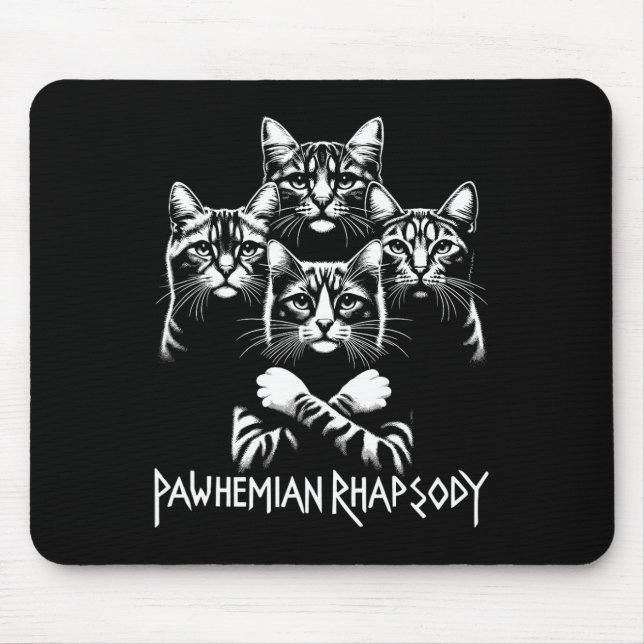 Retro Cat Rock Music Concert Band Men Kids Women F Mouse Pad (Front)