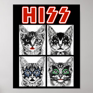 Retro Cat Rock Music Concert Band Men Kids Women F Poster