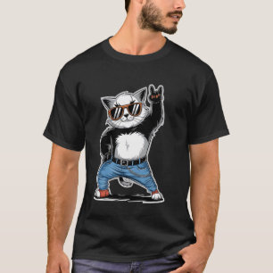 Retro Cat Rock n Roll Cat Lover Music T-Shirt