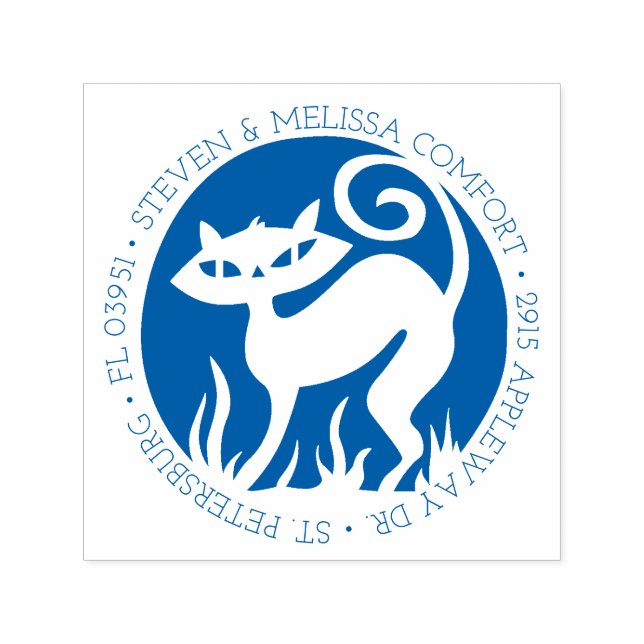 Retro Cat Self-Inking Rubber Art Stamp (Design)