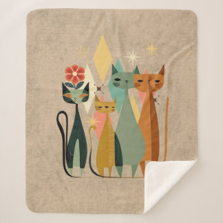 Retro Cat Sherpa Blanket, Retro Sherpa Blanket