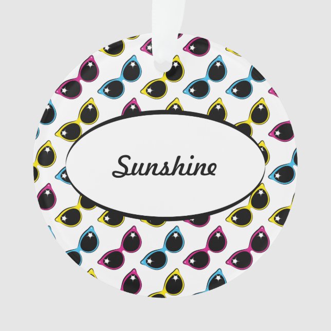 Retro Cat Sunglasses Pattern Ornament (Front)