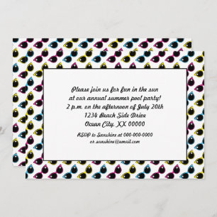 Retro Cat Sunglasses Pattern Summer Party Invitation