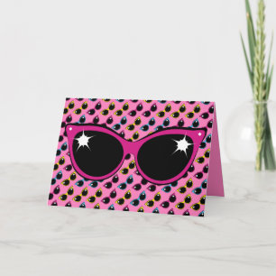 Retro Cat Sunglasses Pattern with Pink Card