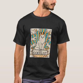 Retro Cat The God Cat Tarot Card Halloween Cat Mum T-Shirt