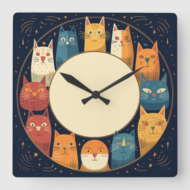 Retro Cat Wall Clock, Cat Clock (Front)