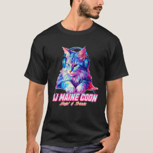 Retro Cat with Headphones Music DJ Maine Coon Cat T-Shirt