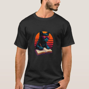 Retro Cat With Pencil Notebook Calligraphy Writer T-Shirt