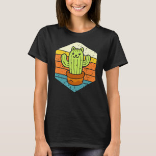 Retro Catcus Cactus Cat Plant For Men Women Garden T-Shirt