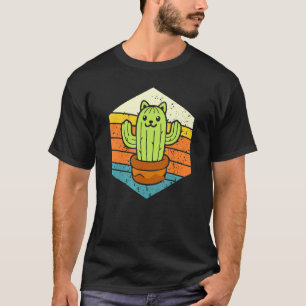 Retro Catcus Cactus Cat Plant For Men Women Garden T-Shirt
