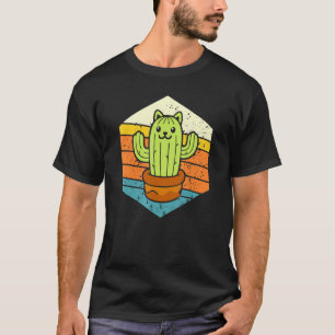 Retro Catcus Cactus Cat Plant For Men Women Garden T-Shirt