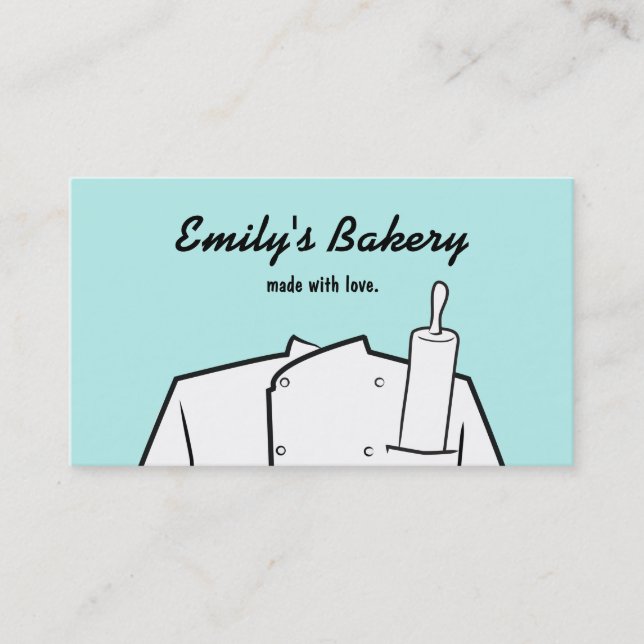 Retro Catering Bakery Pastry Chef Rolling Pin Business Card (Front)