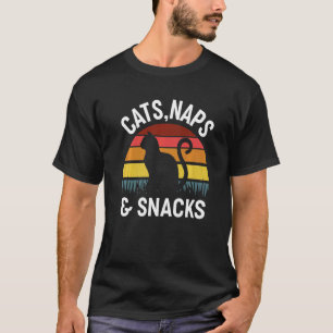Retro Cats Naps And Snacks Mum Life T-Shirt