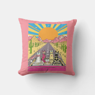 Retro Cats on Vacation Take a Road Trip Cushion