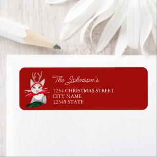 Retro cats red Christmas Label Return Address Label