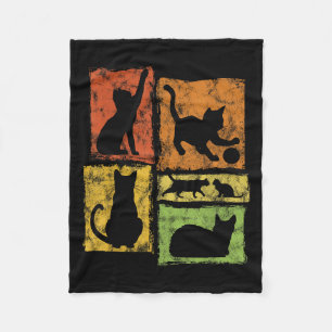 Retro Cats Typical Poses Graphic For Cat Dads And  Fleece Blanket