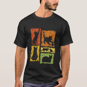 Retro Cats Typical Poses Graphic for Cat Dads and  T-Shirt