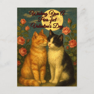 Retro Cats Valentine's Day Holiday Postcard