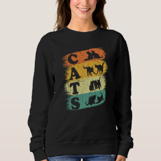 Retro Cats Vintage Graphic Kitty Kitten Cat Sweatshirt