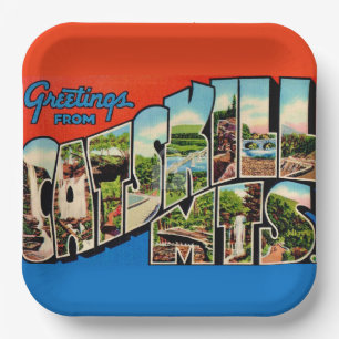Retro Catskill Mountains  Paper Plate