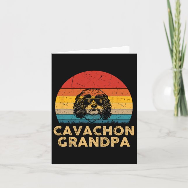 Retro Cavachon Grandpa Dog Lover Paw Dad Fathers D Card (Front)