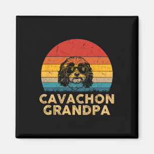 Retro Cavachon Grandpa Dog Lover Paw Dad Fathers D Magnet