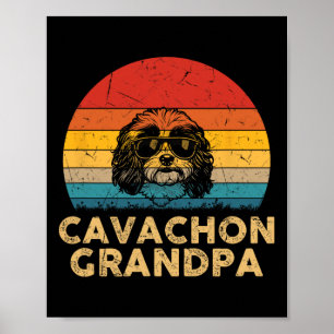 Retro Cavachon Grandpa Dog Lover Paw Dad Fathers D Poster