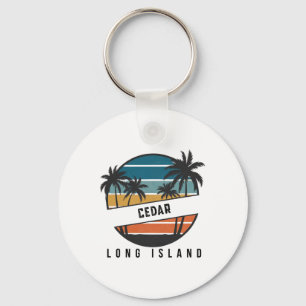 Retro Cedar Beach Long Island Surfboard Surfing Key Ring