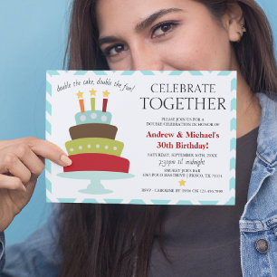 Retro Celebrate Together Birthday Cake   Birthday Invitation