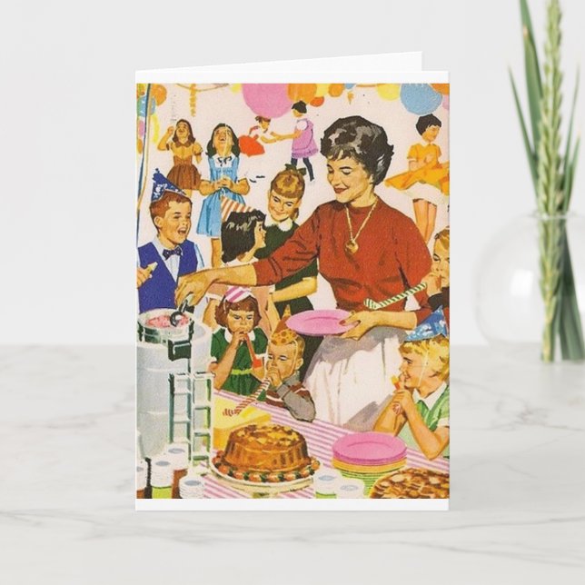 Retro Celebration Birthday Party Card (Front)