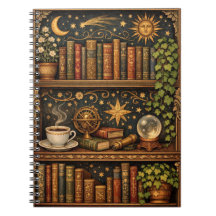 Retro celestial bookshelf book coffee lover