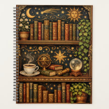 Retro celestial bookshelf book coffee lover