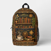 Retro celestial bookshelf book coffee lover
