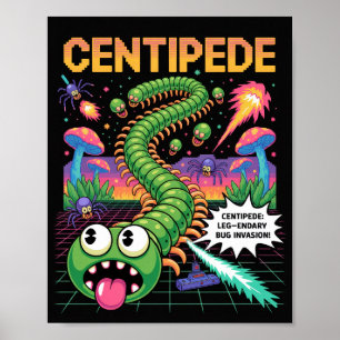 Retro Centipede Arcade Pixel Poster