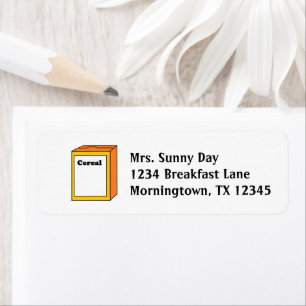 Retro Cereal Box Cartoon, Funny Pop Art Breakfast Return Address Label