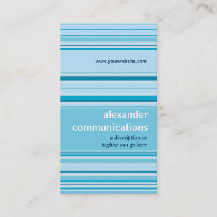 Retro Cerulean Stripes Business Card