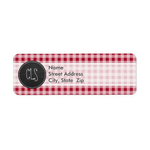 Retro Chalkboard; Carmine Red Gingham; Chequered Return Address Label