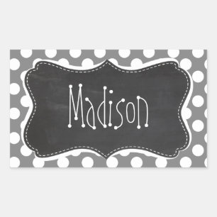 Retro Chalkboard; Dark Grey Polka Dots Rectangular Sticker