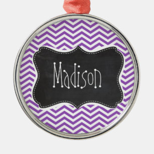 Retro Chalkboard; Deep Lilac Chevron Metal Tree Decoration