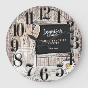 Retro Chalkboard, Mason Jar  and Daisy  Large Clock