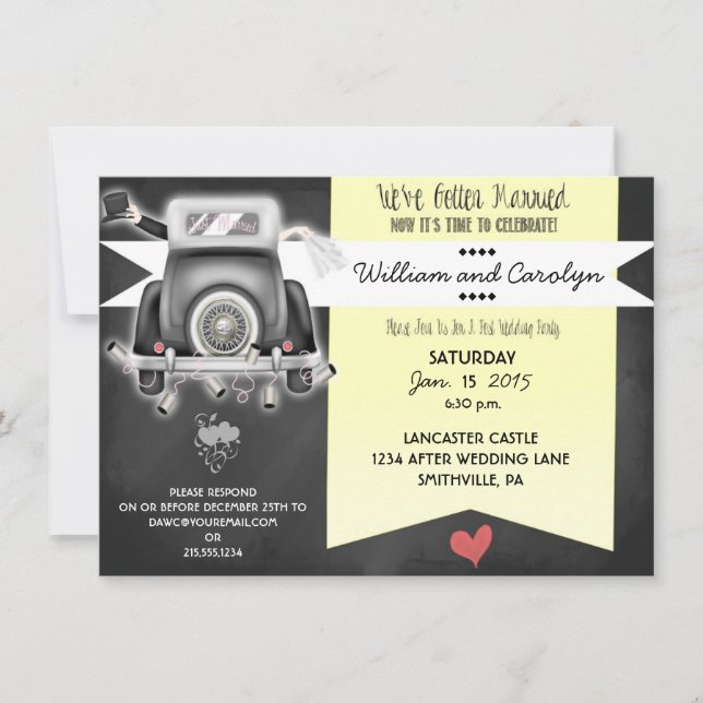 Retro Chalkboard Post Wedding Party Invitation (Front)
