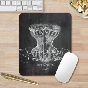 Retro chalkboard scripts victorian lingerie corset mouse pad