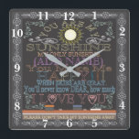 Retro Chalkboard You Are My Sunshine Clock<br><div class="desc">Commemorate your  anniversary,  wedding,  engagement,  etc.,  with this custom personalised retro square clock. Makes a beautiful gift. Artwork by Amelia Carrie</div>