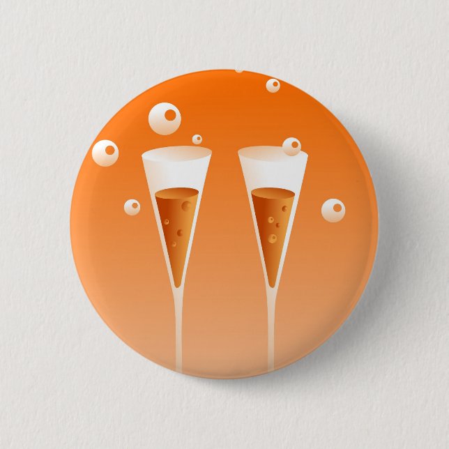 Retro Champagne 6 Cm Round Badge (Front)