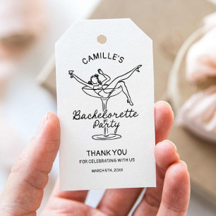 Retro Champagne Bachelorette Party Thank you Gift Tags