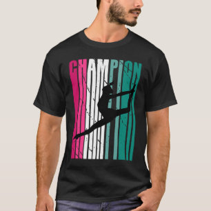 Retro Champion Of Dance Silhouette Colourful Teal T-Shirt