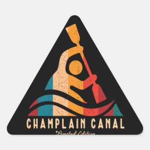 Retro Champlain Canal Kayaking Triangle Sticker